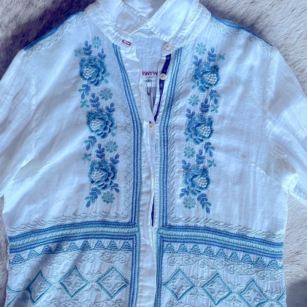 Johnnywas Cotton detailed button up White shirt S